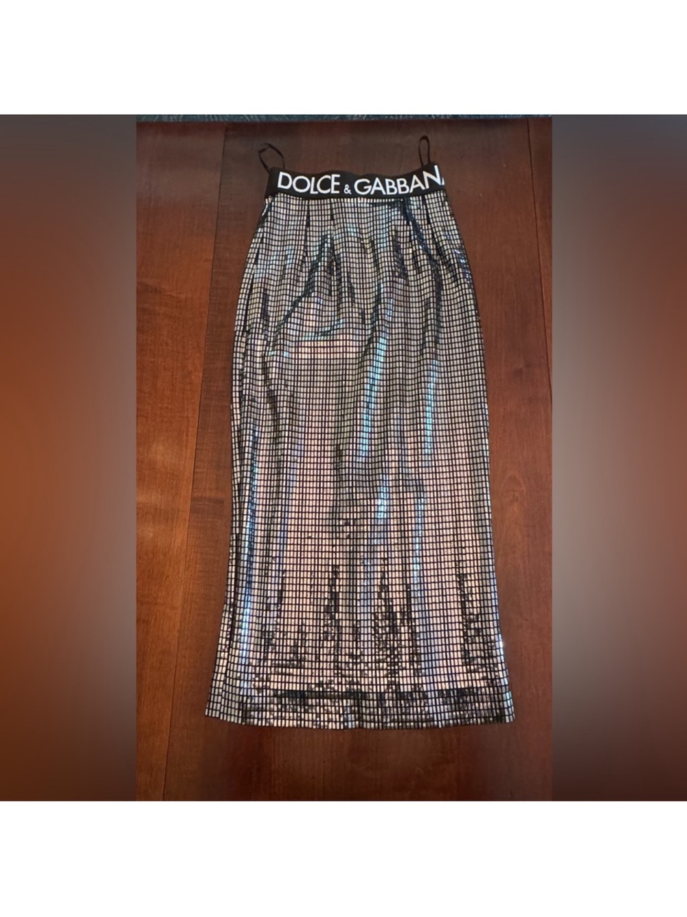 Dolce & Gabbana Metallic Logo Midi Skirt